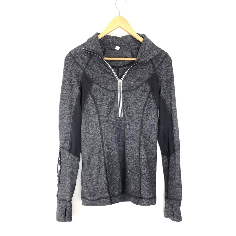 Lululemon Run Dash Half Zip Ruffle Pullover Size 6 Heathered Gray